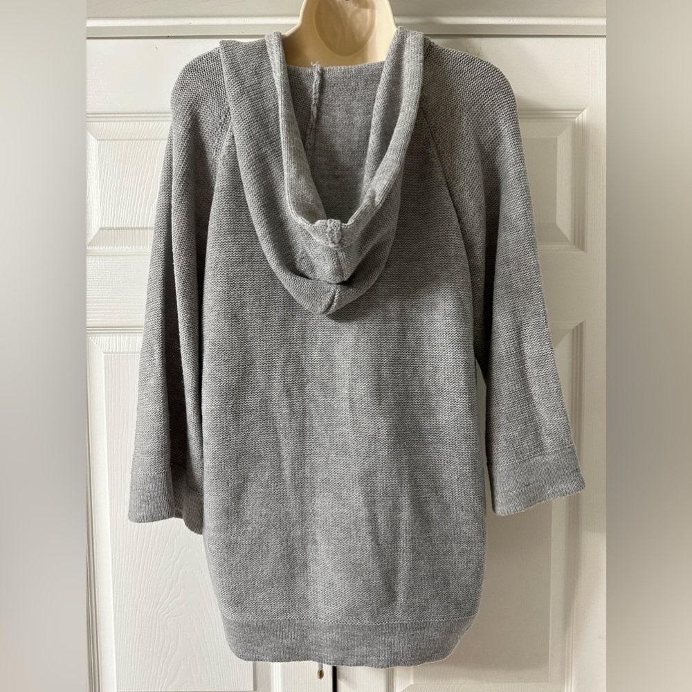 Elan Womens Lace Up Hoodie Sweater Size Medium Gray 3/4 Sleeves Oversized BOHO - Picture 7 of 11